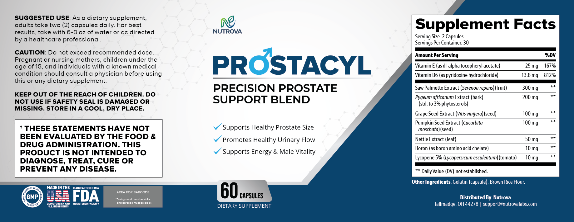 Prostacyl supplement facts and product label
